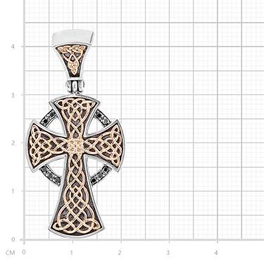 Серебряный крест Новгородский с золотыми накладками, вставка циркон, гранат