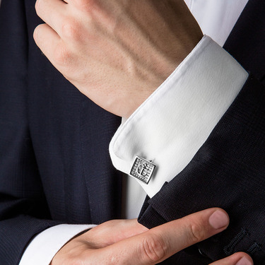 Серебряные квадратные запонки моряка с якорем, родий