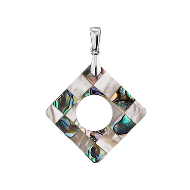 Подвеска ромбическая с отверстием, перламутр, клетка