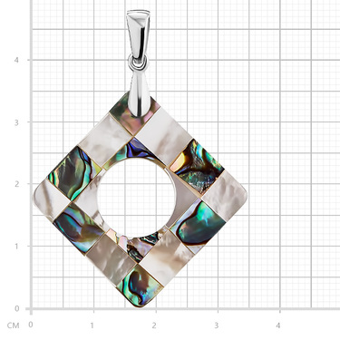 Подвеска ромбическая с отверстием, перламутр, клетка