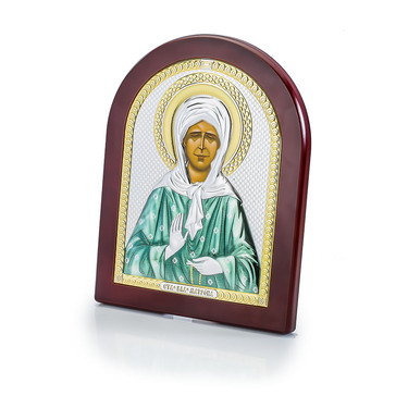 Православная икона Святая Матрона Московская 17,5х22,5 см, серебро, гальваника