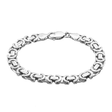 Серебряный мужской браслет, плетение Скобки, родий, ширина 0,8 см