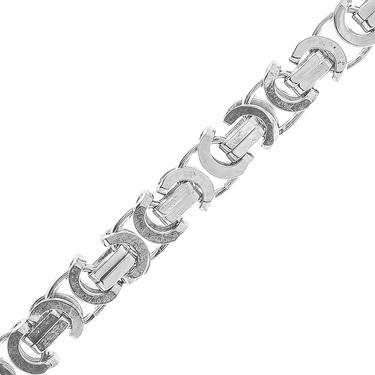 Серебряный мужской браслет, плетение Скобки, родий, ширина 0,8 см