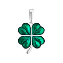 Серебряная подвеска Клевер / Четырехлистник, большой, зеленая эмаль, родий Подвеска,Кулон,Талисман,Амулет,Оберег,Тотем,Серебро,с вставкой Эмаль Зеленая цвета,РОССИЯ