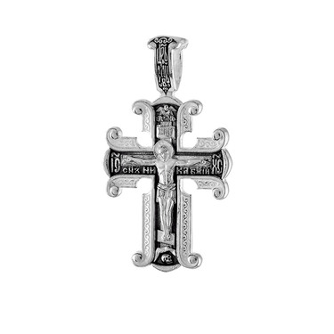 Серебряный православный крестик с чернением