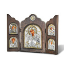 Православная икона Божией Матери Семистрельная триптих 5 икон, 34х24 см, серебро, гальваника Икона в дом,Икона,Медь