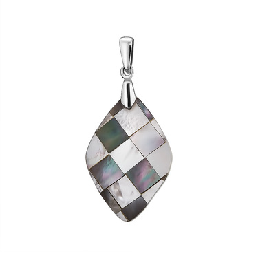 Серебряная подвеска с перламутром, узор мозаика