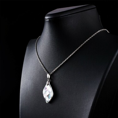 Серебряная подвеска с перламутром, узор мозаика