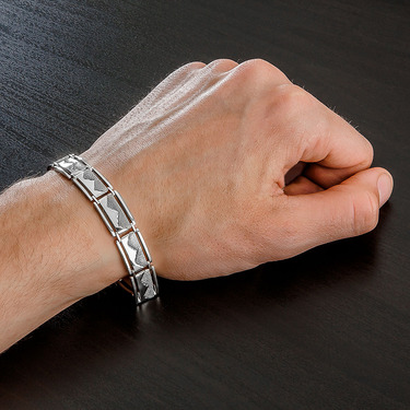 Серебряный браслет, полужесткое плетение, ширина 1,2 см