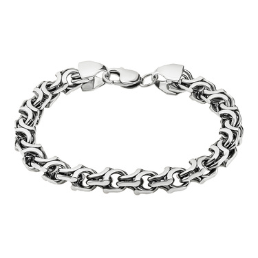 Серебряный мужской браслет, плетение квадратный Бисмарк с чернением, ширина 7,6 мм