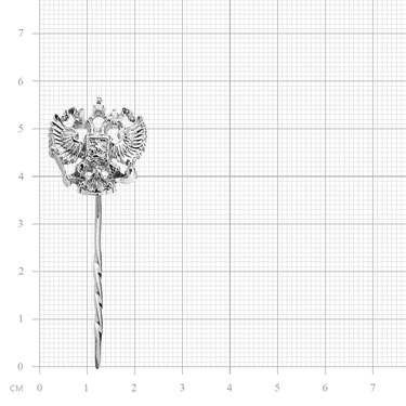 Серебряная большая заколка в галстук Герб России - Двуглавый орел, родий