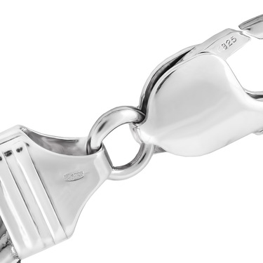 Серебряный мужской браслет, плетение Траверсина, родий, ширина 1,2 см