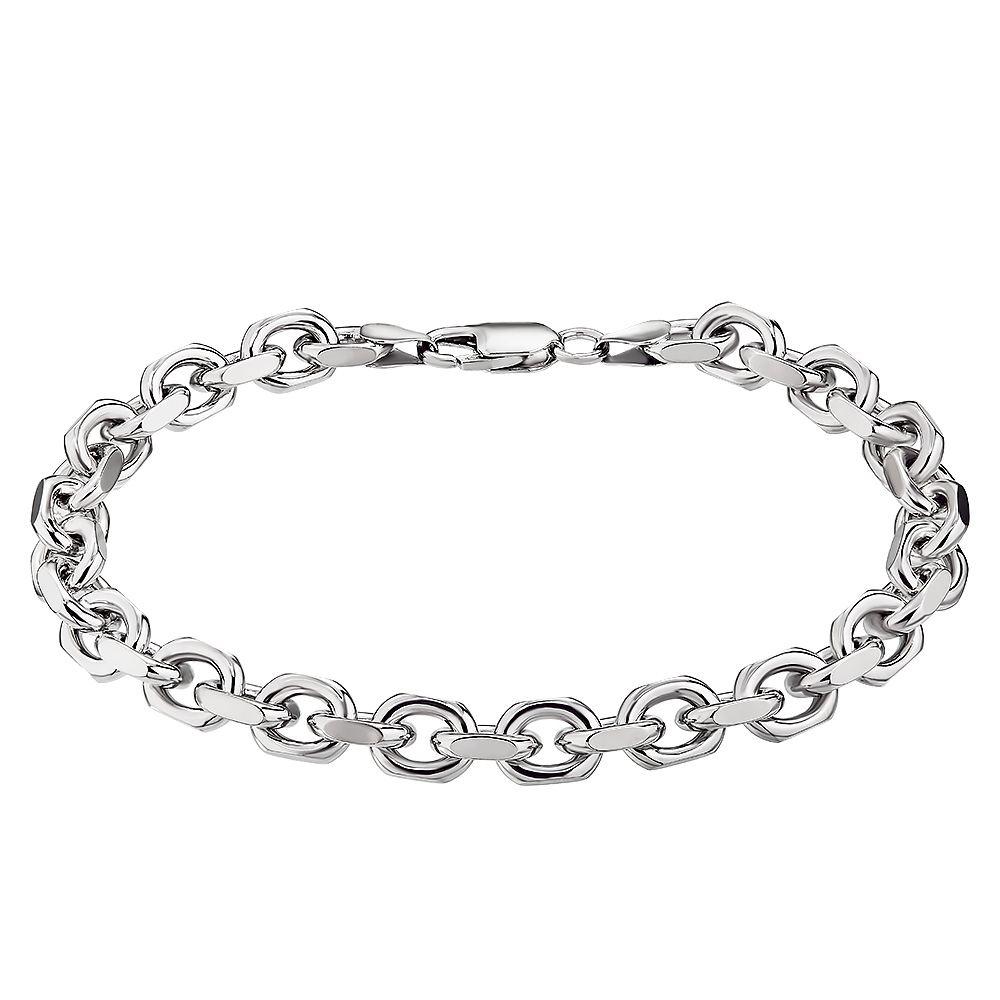 Браслет на руку,Серебро,с вставкой Без вставок,с замком Карабинный,ИТАЛИЯ