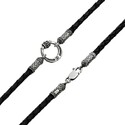 Колье,Шнурок,Гайтана,Серебро,Натуральная кожа,с вставкой Серебряная вставка Белая цвета,с замком Карабинный,РОССИЯ