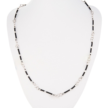 Ювелирный шнурок Гайтан черный, Каучук 6 мм с серебряным замком, Родирование