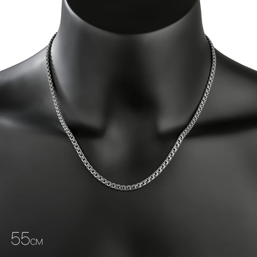 Серебряная цепочка, плетение Бисмарк, ширина 3,7 мм, чернение