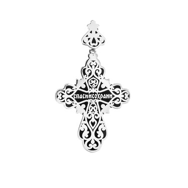 Серебряный мужской крест с черной эмалью