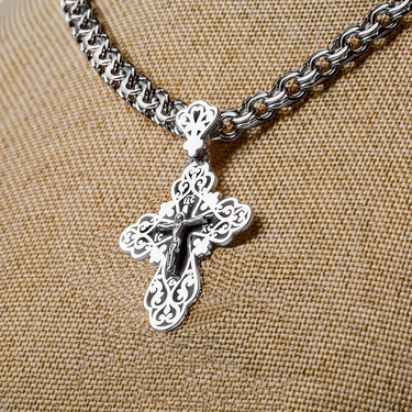 Серебряный мужской крест с черной эмалью