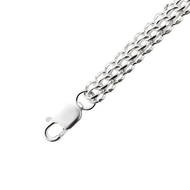 Серебряный браслет, плетение Питон / Каприз / Итальянка / Фараон / Американка, родий, ширина 0,7 см