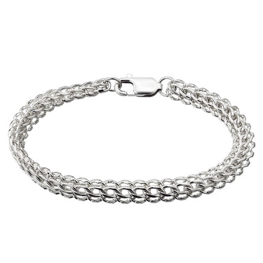 Серебряный браслет, плетение Питон / Каприз / Итальянка / Фараон / Американка, родий, ширина 0,7 см