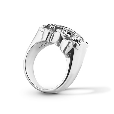 Серебряное массивное мужское кольцо Ed Hardy с черепом,  