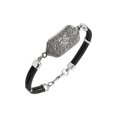 Каучуковый браслет с серебряной вставкой 