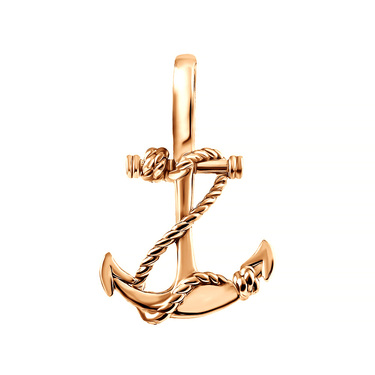 Подвеска мужская серебряная "Морской якорь", позолота