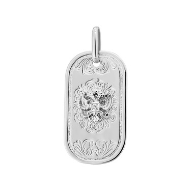 Серебряный жетон Герб России с фианитом, родий