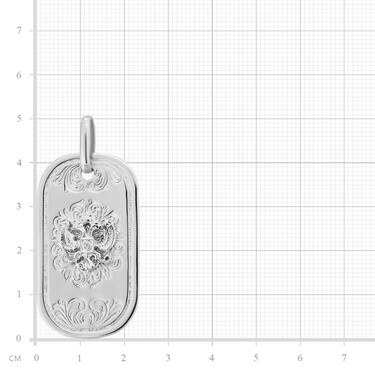 Серебряный жетон Герб России с фианитом, родий