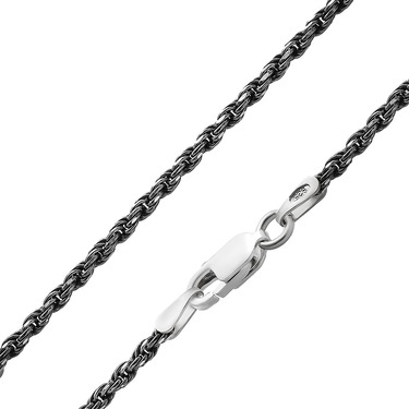 Серебряная цепочка, плетение веревка с алмазной гранью с чернением, ширина 1,8 мм