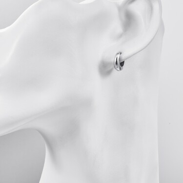 Серебряные серьги Кольца / Конго / Круглые / Хаггисы / Капли, родий, диаметр 1,1 см