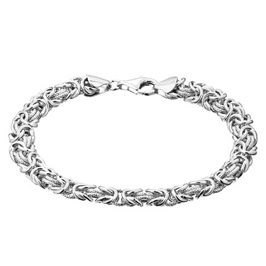 Серебряный женский облегченный браслет с матированием, ширина 0,8 см, Королевская мантия, родий