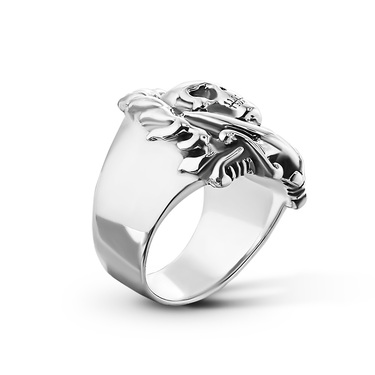 Серебряное массивное мужское кольцо Ed Hardy с черепом
