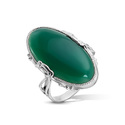 Серебряное женское кольцо с крупным овальным хризопразом Кольцо,Серебро,с вставкой Хризопраз Зеленая цвета,РОССИЯ