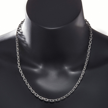 Серебряная цепь, плетение якорь, ширина 5,4 мм, оксидирование