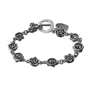 Серебряный двусторонний мужской браслет Ed Hardy с черепами и розами