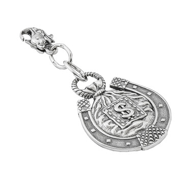 Серебряный брелок с чернением Денежная подкова большая