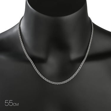 Серебряная цепочка, плетение Бисмарк, ширина 4,1 мм, родий