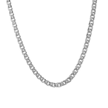 Серебряная цепь, плетение Бисмарк, ширина 3,7 мм, родий