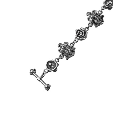 Серебряный мужской браслет Ed Hardy с черепами и птицами