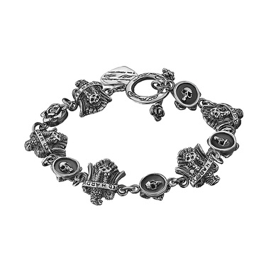Серебряный мужской браслет Ed Hardy с черепами и птицами