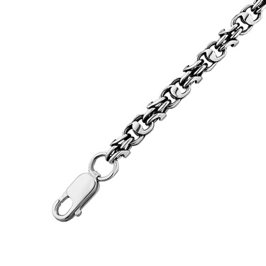 Серебряный мужской браслет, плетение Круглый Бисмарк, ширина 4,8 мм, чернение