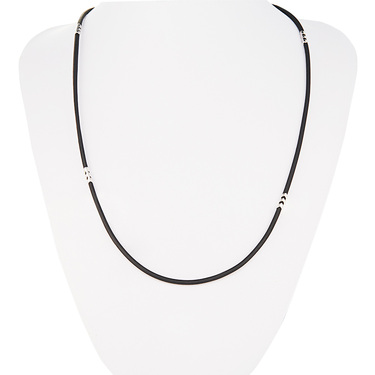 Ювелирный шнурок Гайтан черный, Каучук 2,3 мм с серебряными элементами 