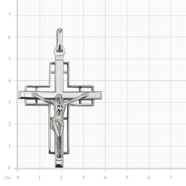 Серебряный объемный православный крест с распятием, большой, покрытие родий