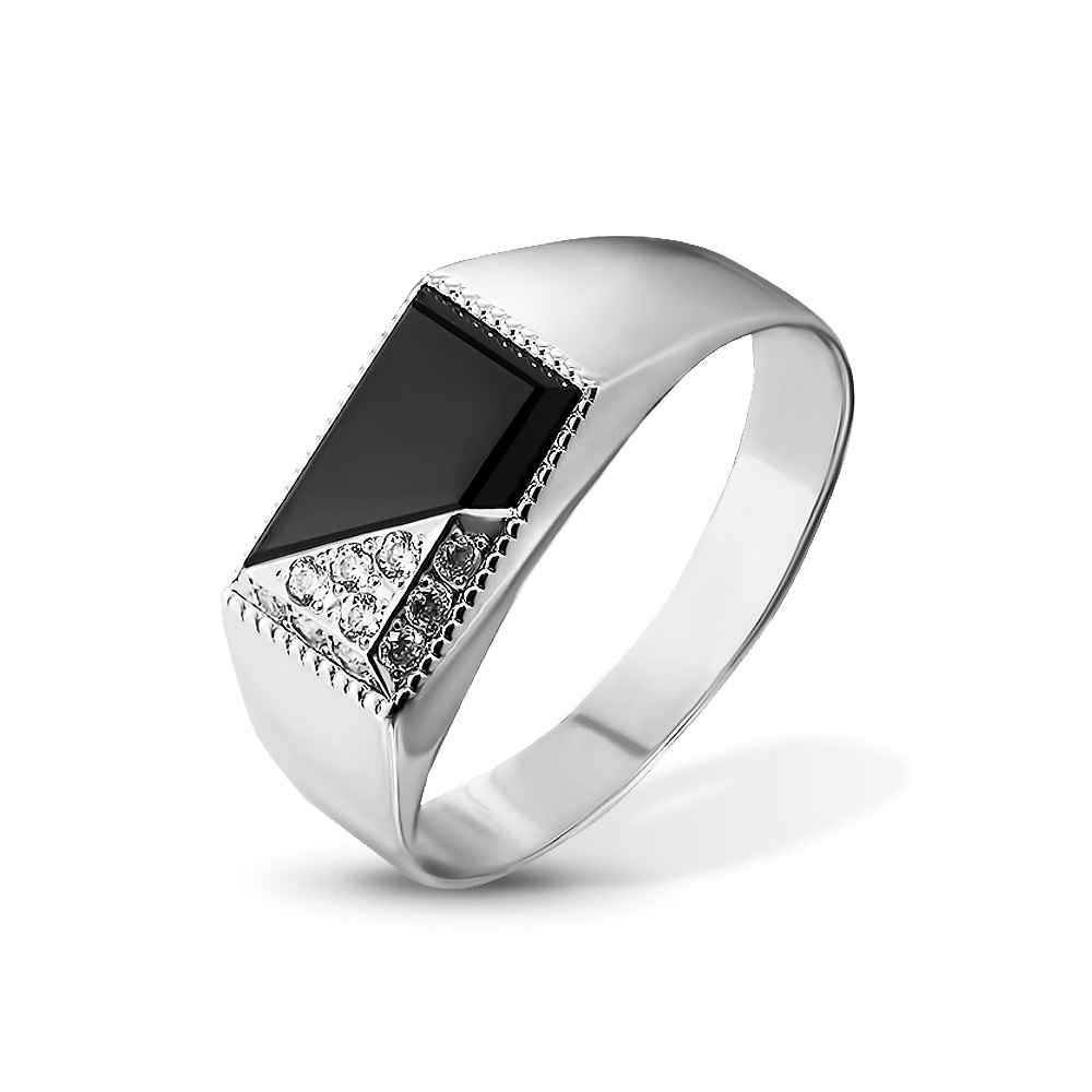 Перстень,Серебро,с вставкой Черная цвета,РОССИЯ