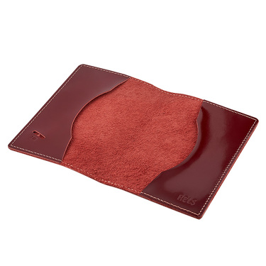 Кожаная обложка для паспорта с серебряным гербом РФ, бордовая