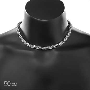 Серебряная женская облегченная цепь, плетение Королевская мантия (Бизантина), ширина 0,8 см, родий