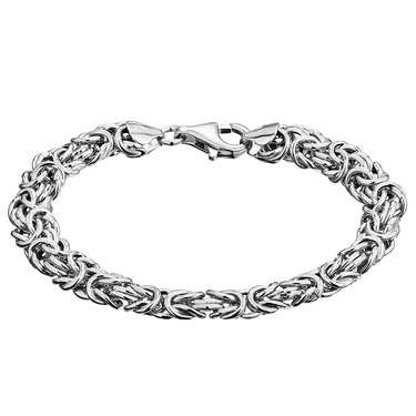 Серебряный женский облегченный браслет, ширина 0,8 см, плетение Королевская мантия, родий