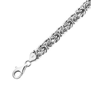 Серебряный женский облегченный браслет, ширина 0,8 см, плетение Королевская мантия, родий