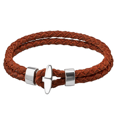 Мужской браслет из плетеной кожи с серебряным замком, коричневый, ширина 9 мм, родирование